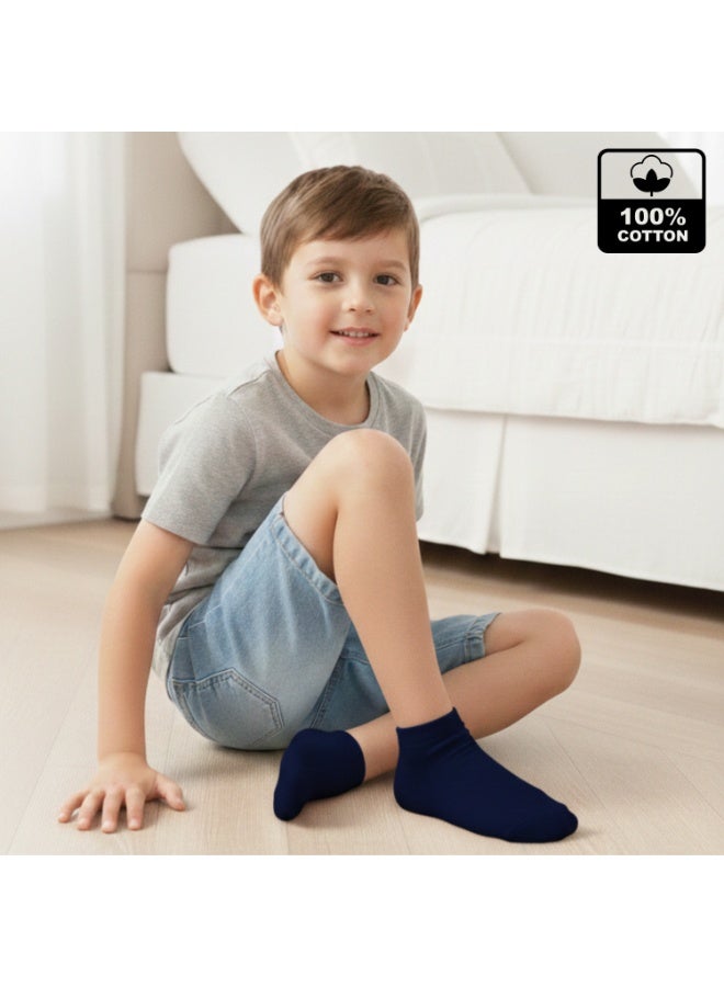 بيير دونا جوارب كاحل للأولاد عبوة 6 قطع – ألوان متعددة كحلي / أبيض / أسود | مزيج قطن ناعم | قابلة للتنفس ومرنة لراحة فائقة | للمدرسة والاستخدام اليومي | العمر 4–6 سنوات - Image 4